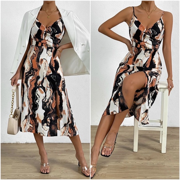 Luxe Water Color Slit Leg Cami dress - Picture 2 of 6